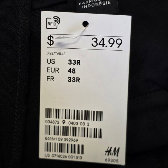 H&M Slim Fit Navy Dress Pants Men’s 33R Flat Front NWT - Picture 2 of 7